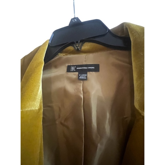 INC International Concepts Glam Velvet Gold Moto Jacket Blazer XL NWT Yellow - Picture 7 of 15